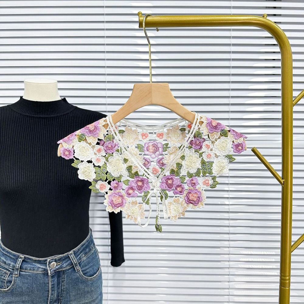 Floral Embroidered Flower Fake Collar Detachable Lace Neckline Lace Collar Women/girls
