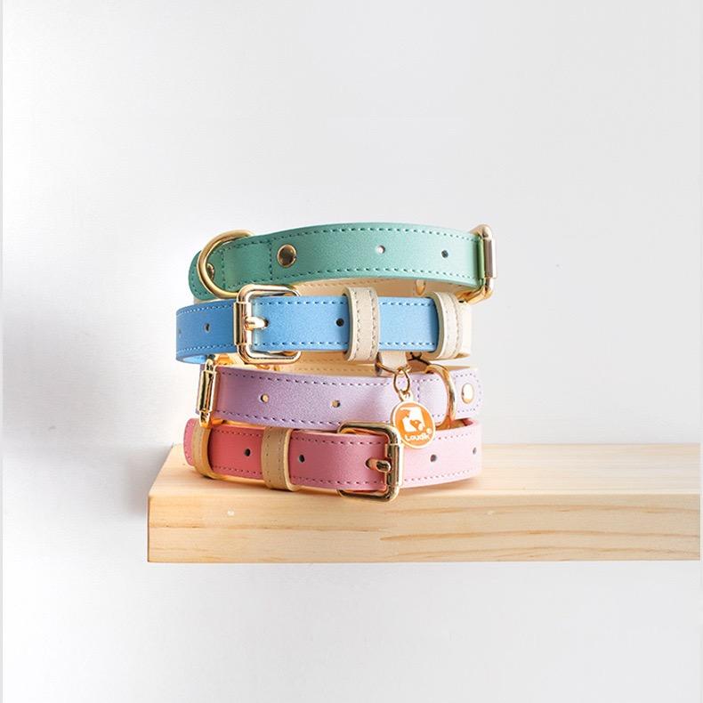 2025 Hot Eco-Friendly Soft Breathable Leather Modern Dog Collar with Leashes Set For Pets