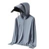 Men Sun Protection Clothing Hooded Removable Brim Long Sleeve Breathable Mesh Coat with Side Pockets Anti-UV Outwear