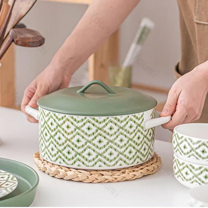 Керамическая тарелка в современном стиле Ретро-ресторан Стейк Паста Обеденные тарелки Вкусные блюда Большие суповые миски Бытовая посуда