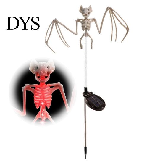 Indoor Wall Hanging Ornaments Solar Halloween Bat Garden Lights, Realistic Skeleton Pathway Decor, Waterproof LED 3D Bone Props Spooky Stake Light for