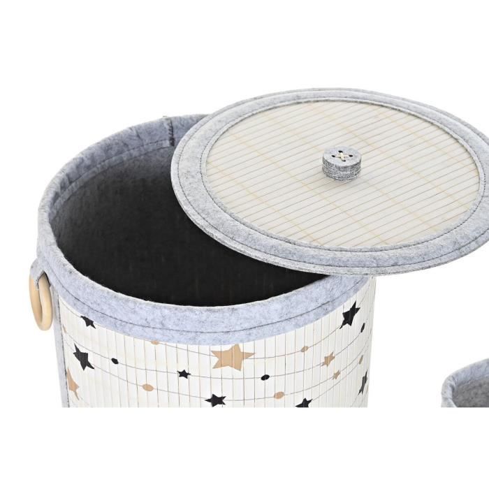 Paniers - Lot De 4 - Aluminium - Bambou - Feutre - 36 X 36 X 50 Cm