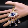 Turkish Lucky Blue Eye Keychain for Women Men Gold Color Metal Hamsa Hand Pendant Charms Bag Car Key Chain Ring Jewelry K9027S01