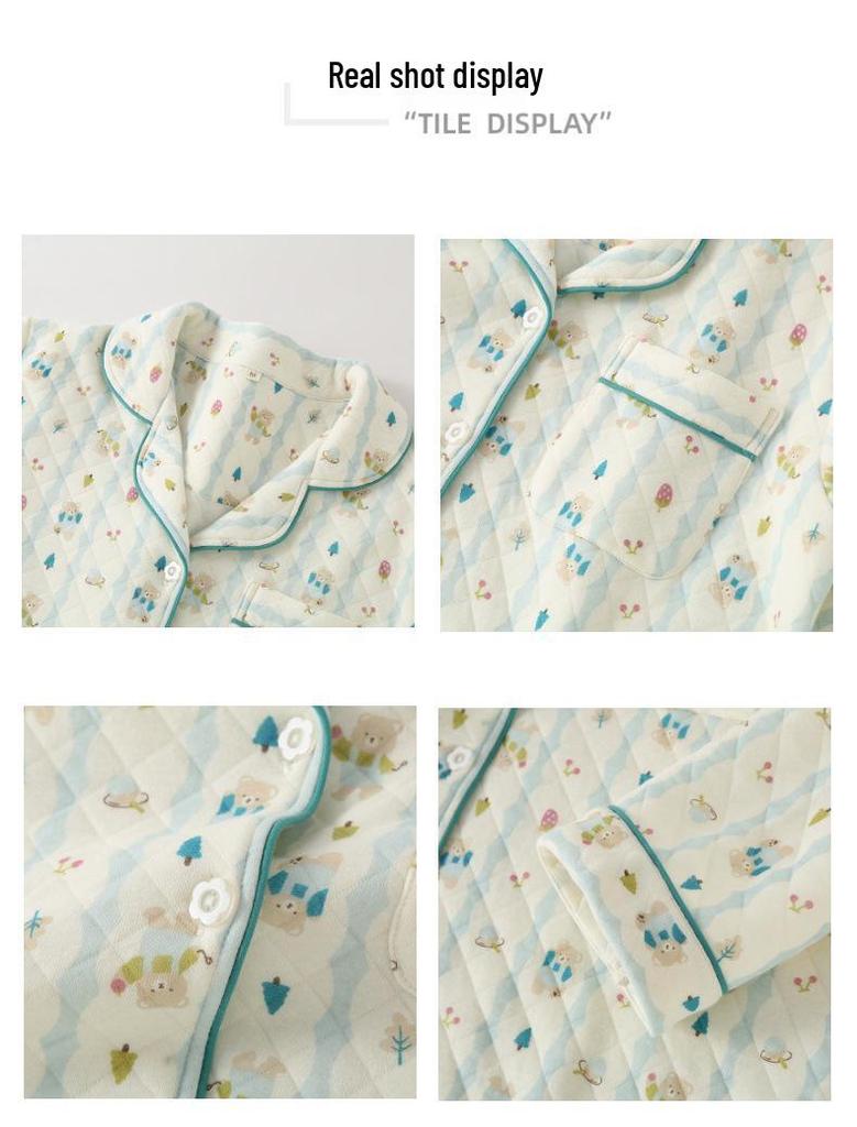 Women's Warm Pure Cotton Long-Sleeve Pajama Set - Autumn/Winter