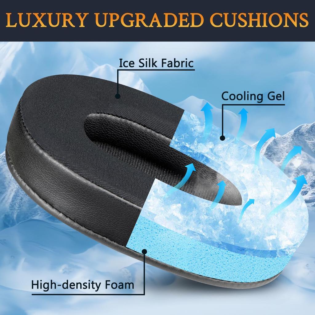 SOULWIT Cooling Gel Pad Ear Pad for Sony Inzone Headset Replacement Ear Cushion Noise Isolation Foam Ear Cup Ice Silk Head Pad Cooling Earmuffs Black