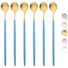6Pcs Coffee Stirring Spoon Cutlery Set Juice Black Gold Tea Spoon Dinnerware Ice Cream Long Handle Scoop Tableware Kitchen Tools
