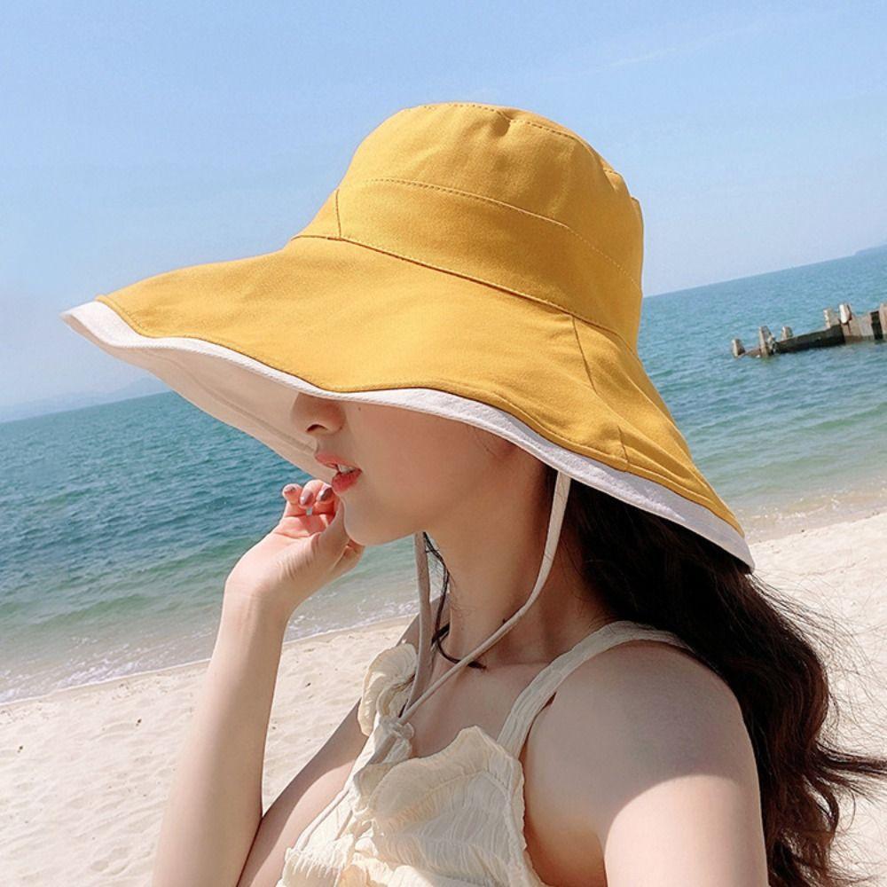 Broad-edged Double-sided Wear Fisherman's Hat Soft Women Sun Cap Portable Bucket Hat Beach