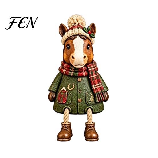 Christmas Character Statue Stocking Holder, Mantel Resin Sitting Leg Hook, Holiday Decoration Ornament Festive for Home Fireplace Display Unique