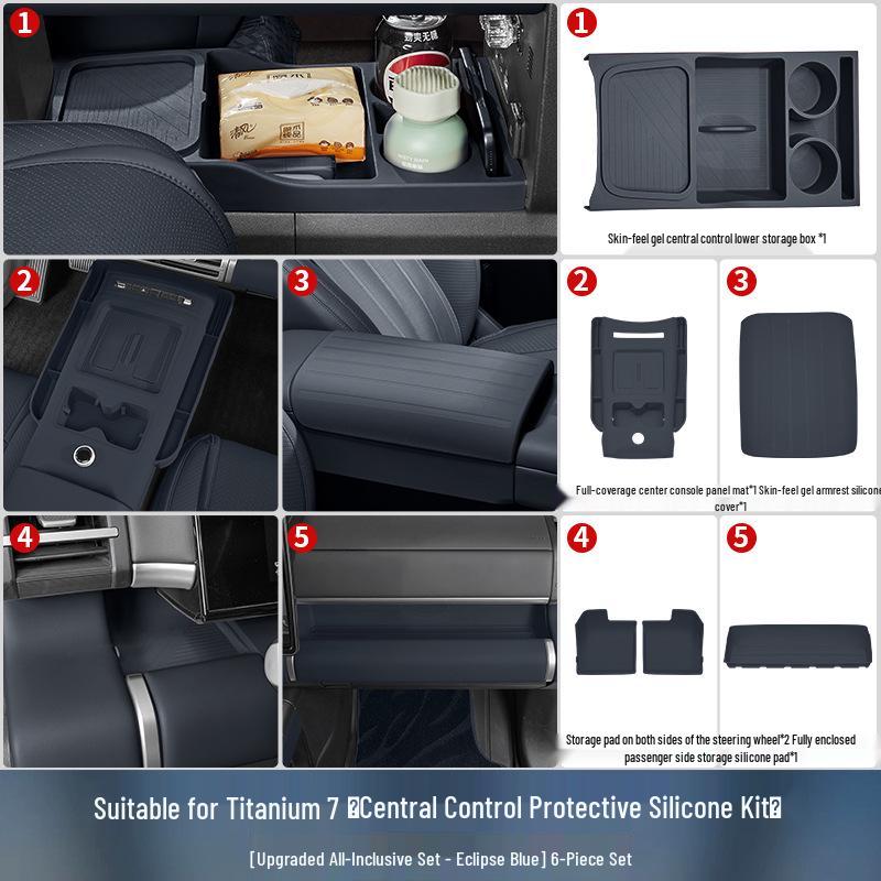 BYD Leopard 7 Силиконовый ящик для хранения в центральной консоли с перегородкой и крышкой для конфиденциальности