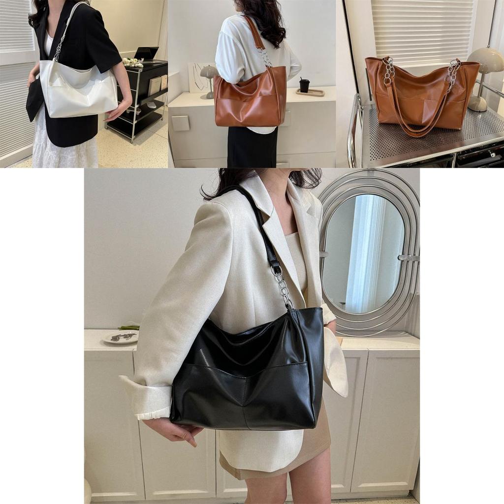 Stylish Versatile Large Capacity Tote Bag For Women In Black White Green And Brown