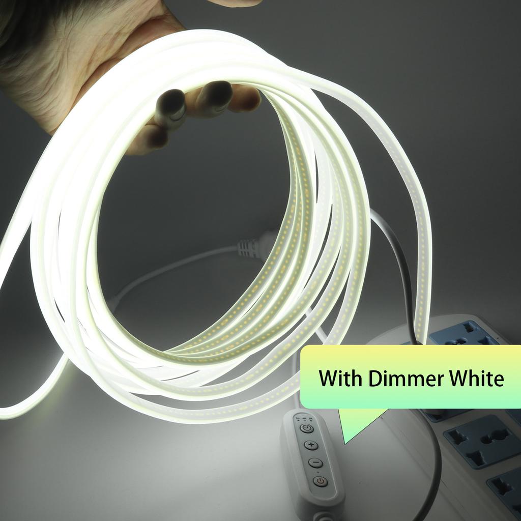 220V Dimmable Switch COB LED Strip With Dimmer Kit 288LEDs/M Waterproof 3000K 4000K 6000K Flexible Neon Light Kitchen Room Decor
