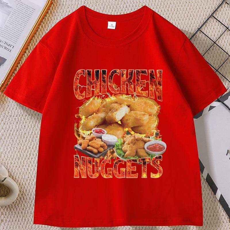 Chicken Nuggets Vintage 90s Graphic Tshirt for Unisex Women Cotton Short Sleeve Round Neck Printed Tshirt Unisex Vintagel Unisex