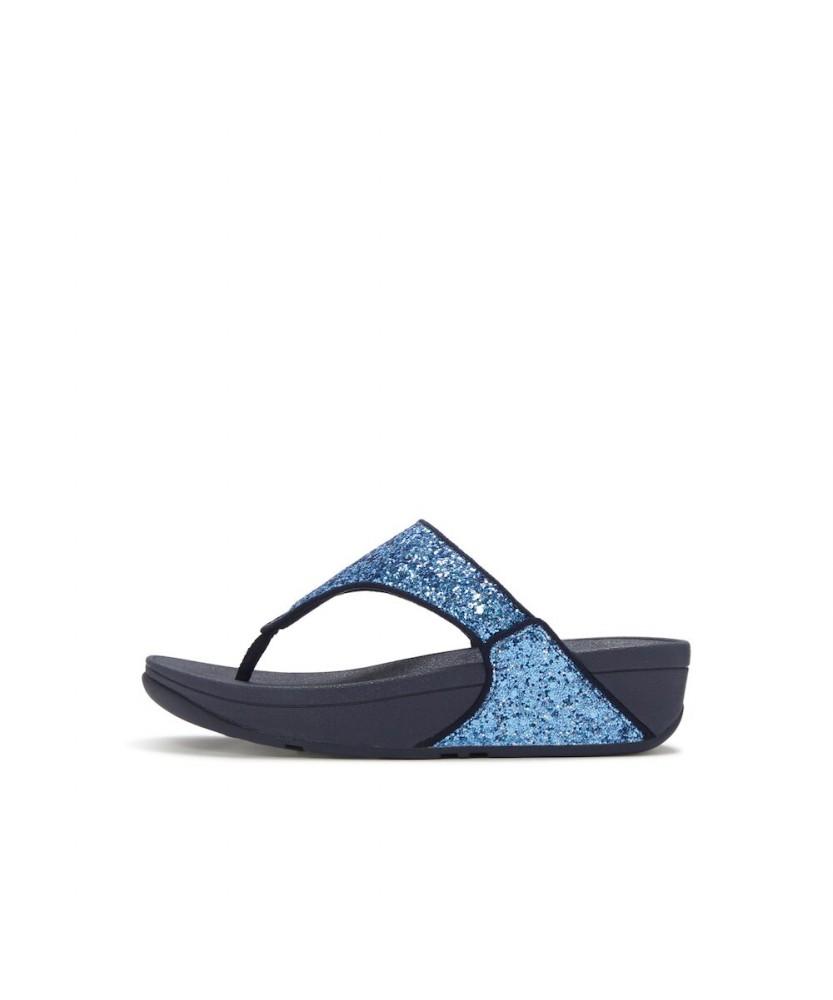 Женские шлепанцы Fitflop Lulu с блестками, разноцветные, с ремешком между пальцами - Космический синий (Ft61K2T01N)