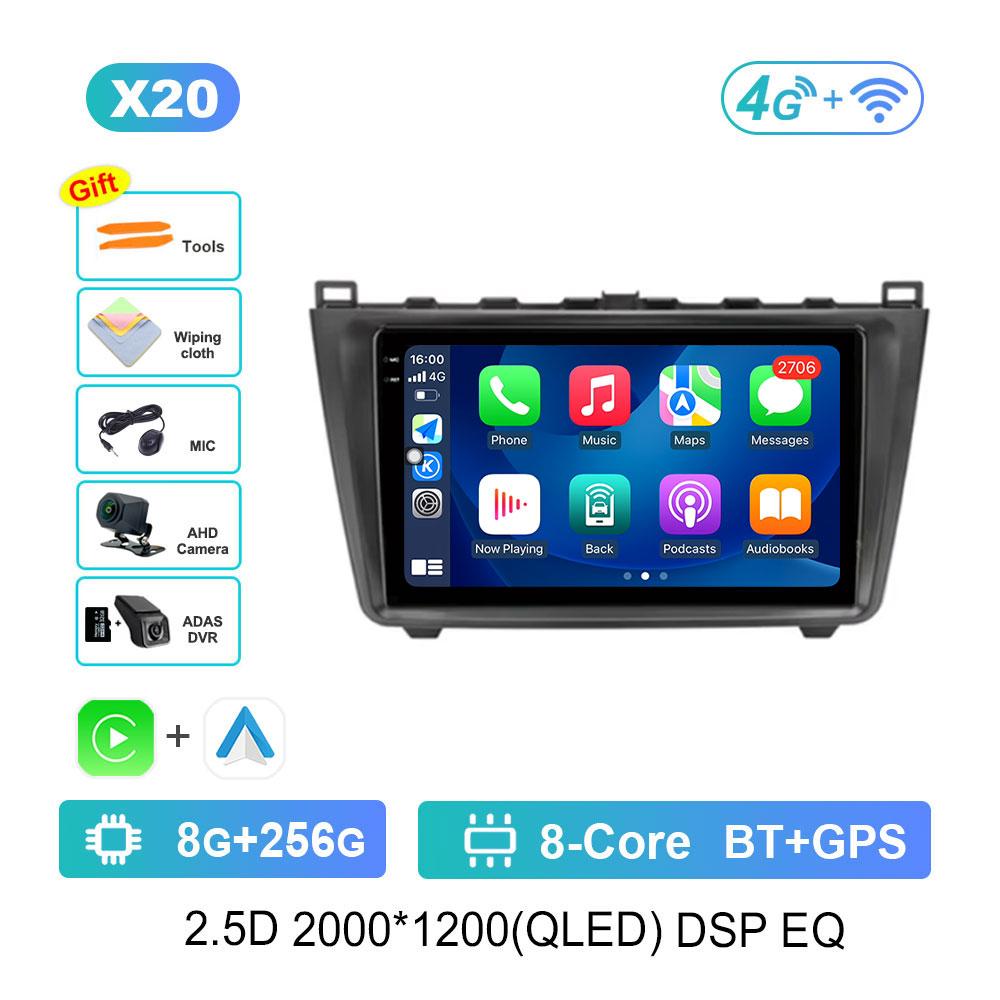 Сенсорный экран GPS-навигация для Mazda 6 II GH 2007 - 2012 Android 14 Автомобильный видео-мультимедийный проигрыватель WiFi BT DSP Стерео Автоинструменты