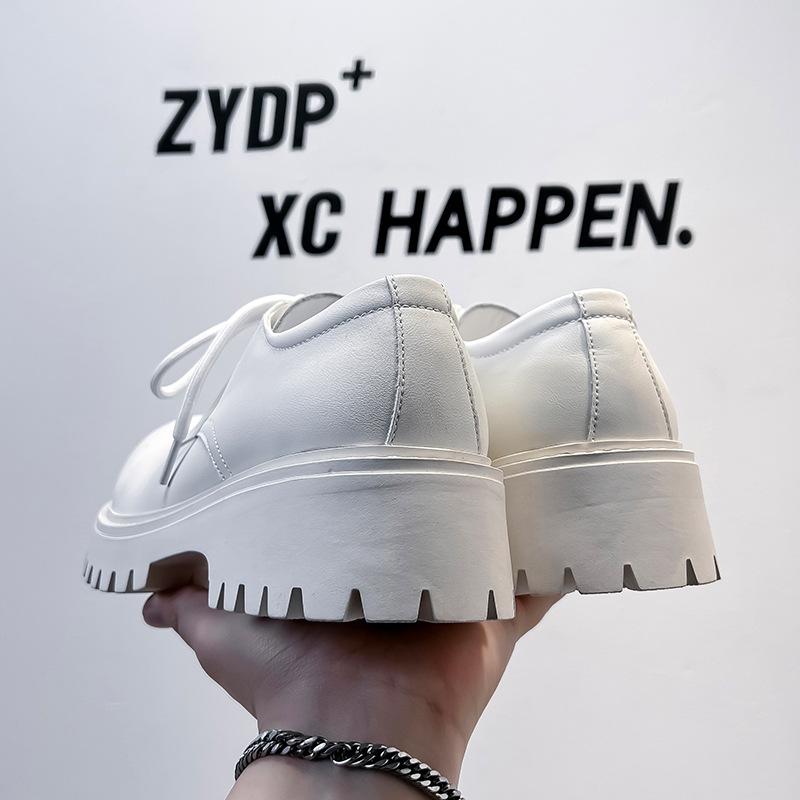 Туфли из кожи с большой головкой, мужские летние повседневные туфли-дерби в ретро-стиле, белые, модные туфли на широкую ногу в британском стиле 1026-A