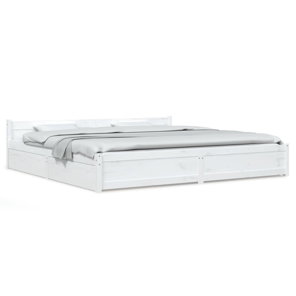Bed with Drawers White 180x200 cm