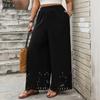 Women's Summer New Loose Wide Leg Hollowed Out Black Pants
