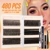 Набор накладных ресниц 480 пучков Сделай сам Сегментированные D Песня Плотные Натуральные Одинарные Пучки Ресниц