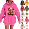 Women's Casual Comfortable Long-Sleeved Christmas Letter-Printed Warm Hooded Crew-Neck Sweatshirt
