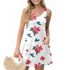 Женское повседневное летнее платье-жилет с карманами, цветочным принтом, V-образным вырезом, без рукавов