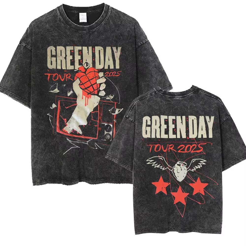 Стирка Винтажные Панк-группа Green Day Kerplunk Графические Футболки Мужские Женские Готический Рок Ретро Футболки Мужские s Оверсайз Футболки