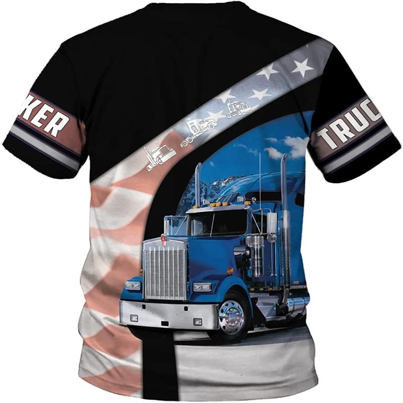 Truck Driver Cargo Men's T Shirt For Men Summer 3D Print Short-sleeved T-Shirt Women Clothing Oversized Camiseta Work Streetwear