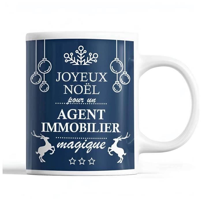 Mug - Noël Agent Immobilier - Céramique - Imprimé - 325 ml - Cadeau Secret Santa