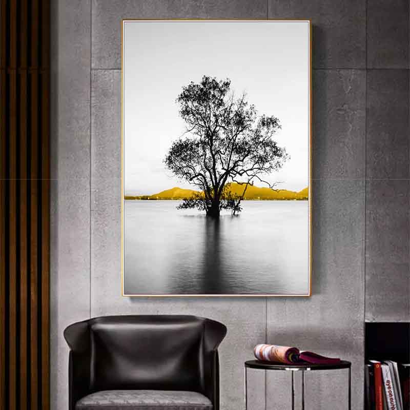 Скандинавские плакаты с изображением лодки и дерева, пейзаж, печать на холсте, картины с мостом через озеро, настенное искусство, современный домашний декор, фотографии для гостиной