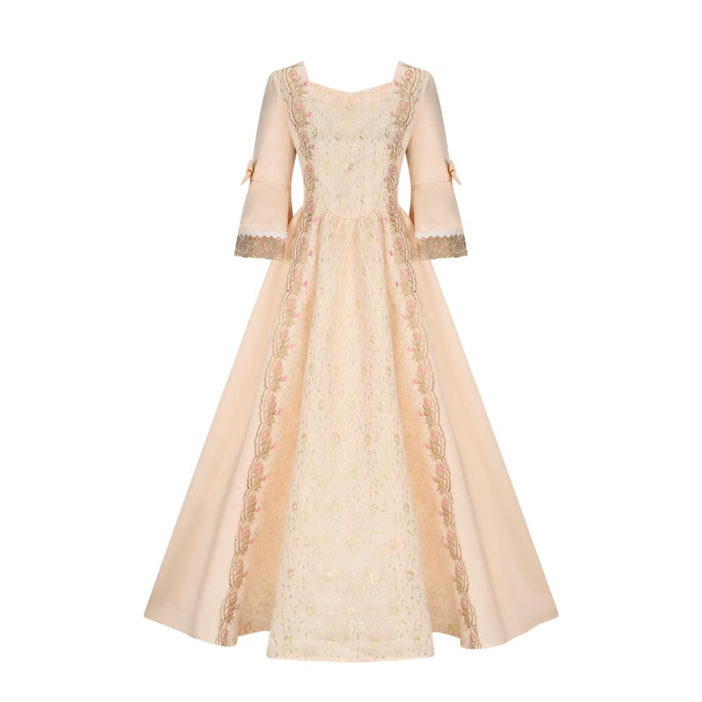 Женская мода Ретро-спектакль Танцевальное представление Кружевное кружевное вечернее платье с расклешенными рукавами