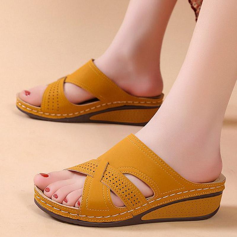 Модные женские сандалии качественные летние туфли для женщин босоножки на танкетке домашние тапочки на каблуке на открытом воздухе на платформе сандалии на танкетке Zapatos Mujer