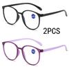 2Pcs Anti-Blue Light Reading Glasses Men Women Round Frame Prescription Eyeglasses Male Female Reading Glasses +1.0+1.5 To 4.0