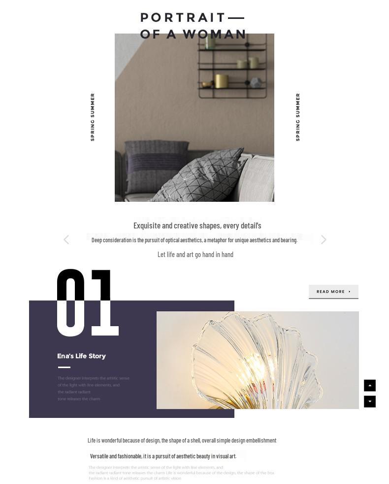 Постмодернистский настенный светильник в стиле легкой роскоши: Стеклянная ракушка цвета молочного кофе для спальни, фона за телевизором, прихожей и коридора.