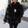 (SU)Women Plus Size Short Faux Coat Warm Furry FauxLong Jacket Sleeve Outerwear