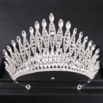 Серебристый Цвет Кристалл Королева Большая Корона Диадема Стразы Свадебные Диадемы Женские Конкурсные Короны Для Выпускного Вечера Свадебные Аксессуары Для Волос Украшения
