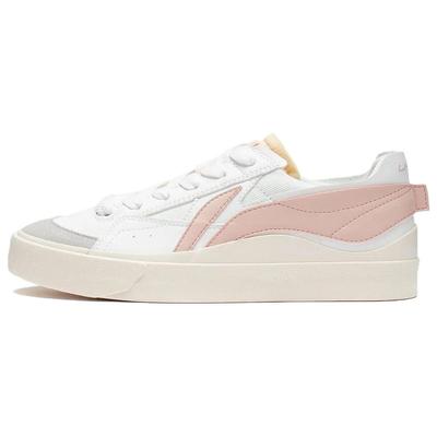 Кроссовки для скейтбординга Li Ning Mu Mu с нескользящей подошвой и амортизацией, женские, белые, розовые, AGCT162-2