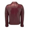 SKINOUTFIT Men's Motorcycle Leather Jacket Genuine Dark Red Lambskin Café Racer Biker Outerwear
