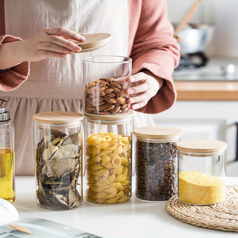 1pc Glass Jar with Sealed Lid, Food Storage Container with Lid, Used To Store Tea, Coffee, Spices, Candy, Kitchen Gadgets and Kitchen Accessories