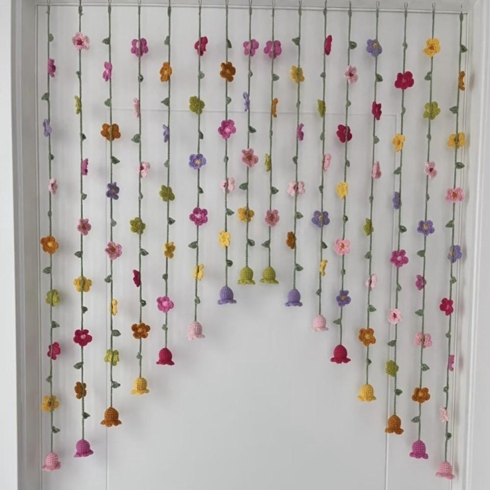 9pcs Colorful Flowers Artificial Flower Curtain Hanging Room Decorative Curtain Bedroom Decoration