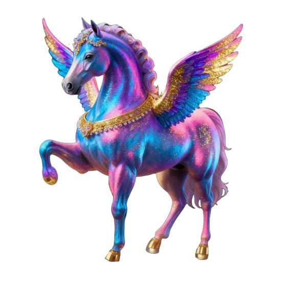 Horse Ornament Acrylic 2D Flat Realistic Flying Horse Christmas Tree Pendant with Sparkling Rhinestone Home Decor