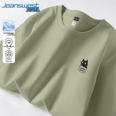 Мужская хлопковая футболка Jeanswest с принтом мультяшного кота, плотная
