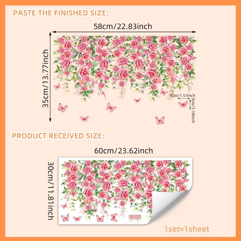 Красочные цветы и бабочки Электростатическая наклейка на стену для окон