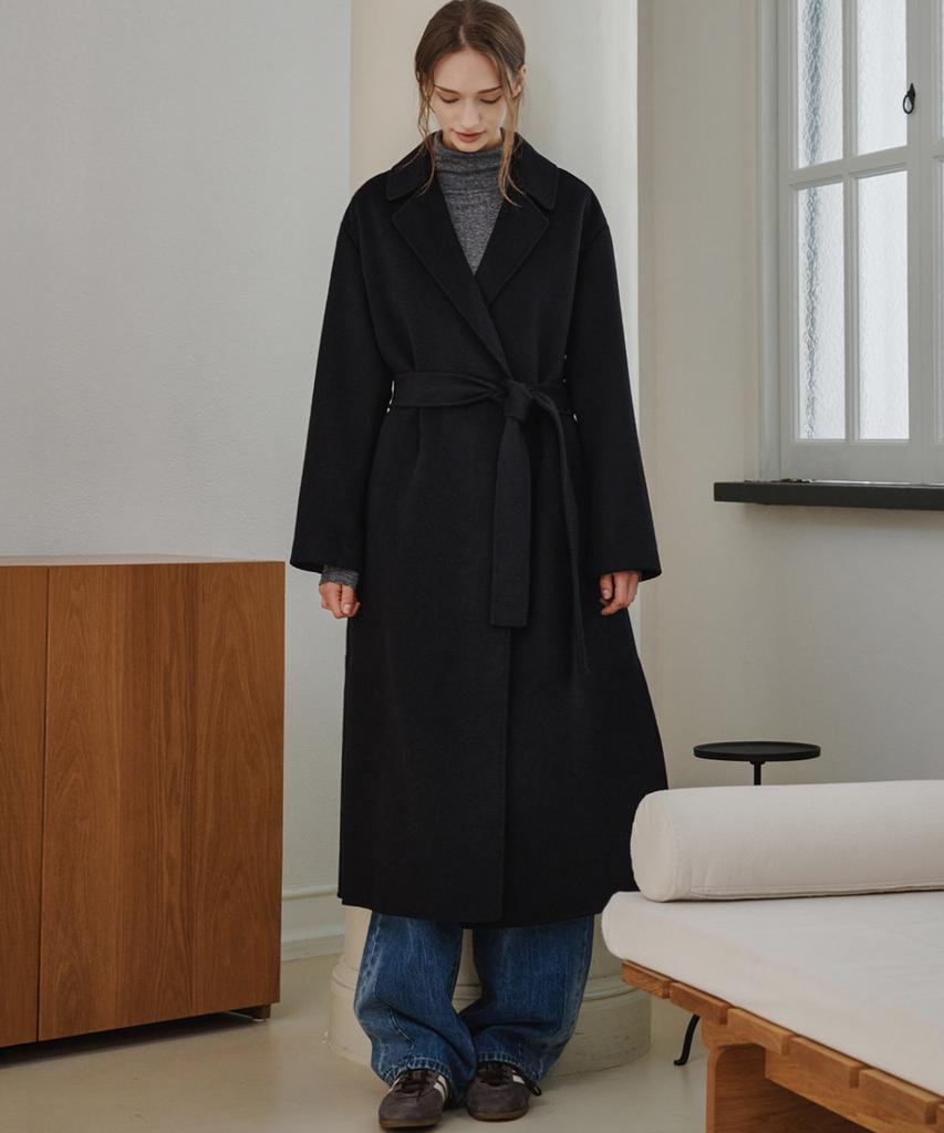 Maloupe 6510 Cashmere Long Coat (Black)