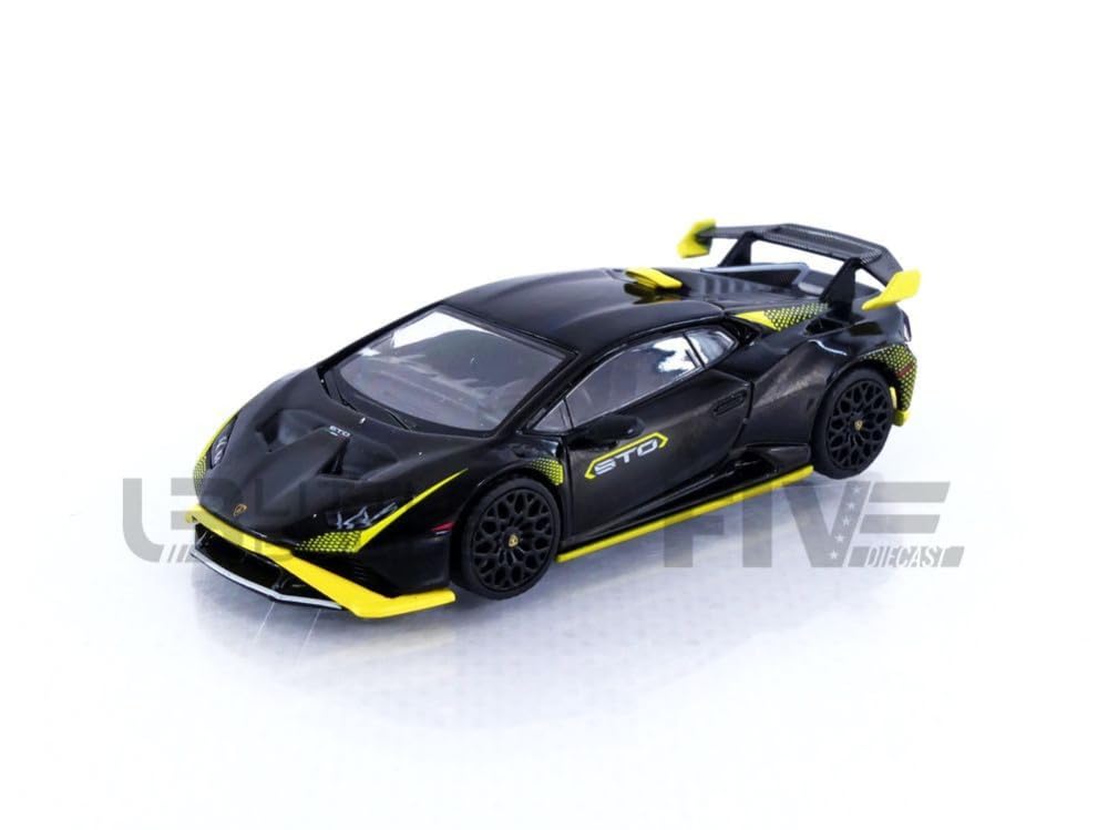TrueScale Miniatures MINI GT Lamborghini Huracan STO Nero Noctis Drive Finished Model 1/64 Left-Hand