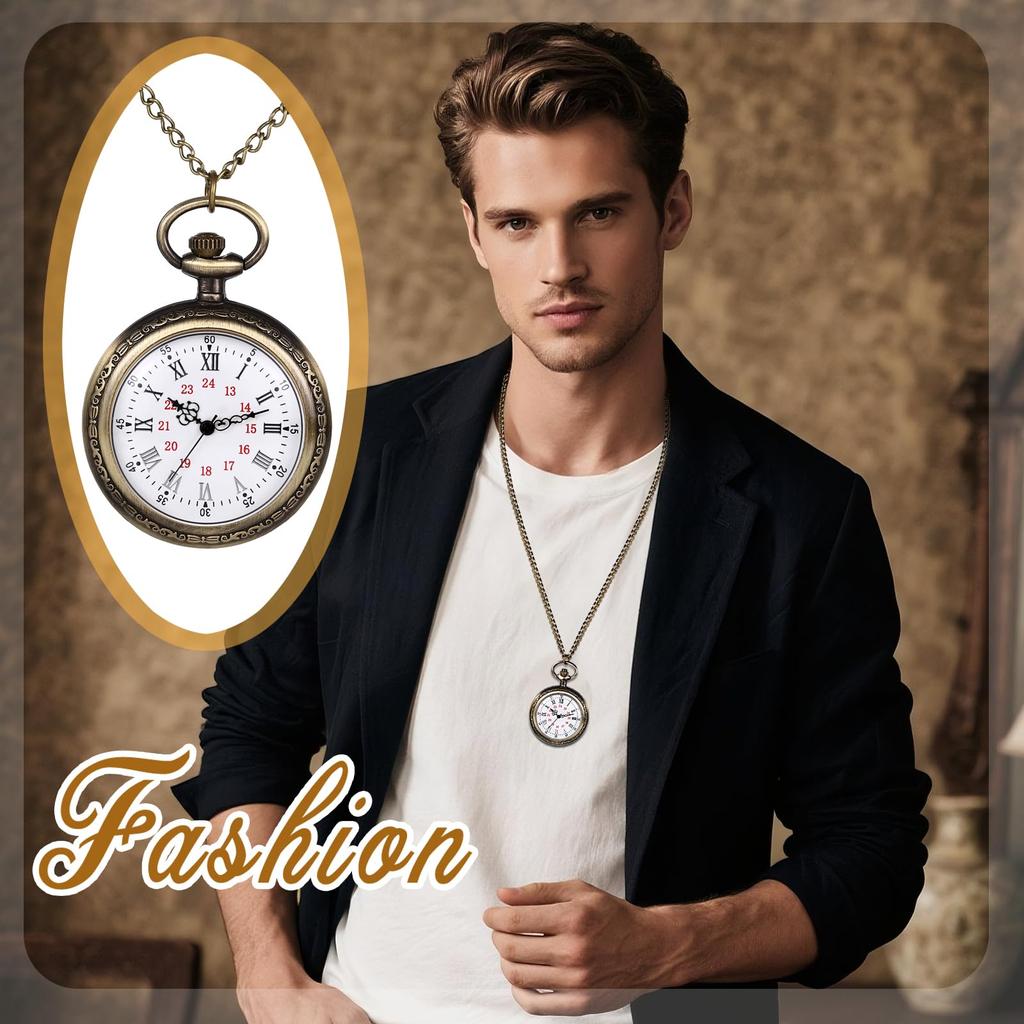 Романские Аналоговые Антикварные Карманные Ретро Бронзовые Часы-Подвеска с Брелоком для Ключей и Цепочкой-Ожерельем Идеальный Подарок для и Рождества Мужские Часы - Дни рождения,