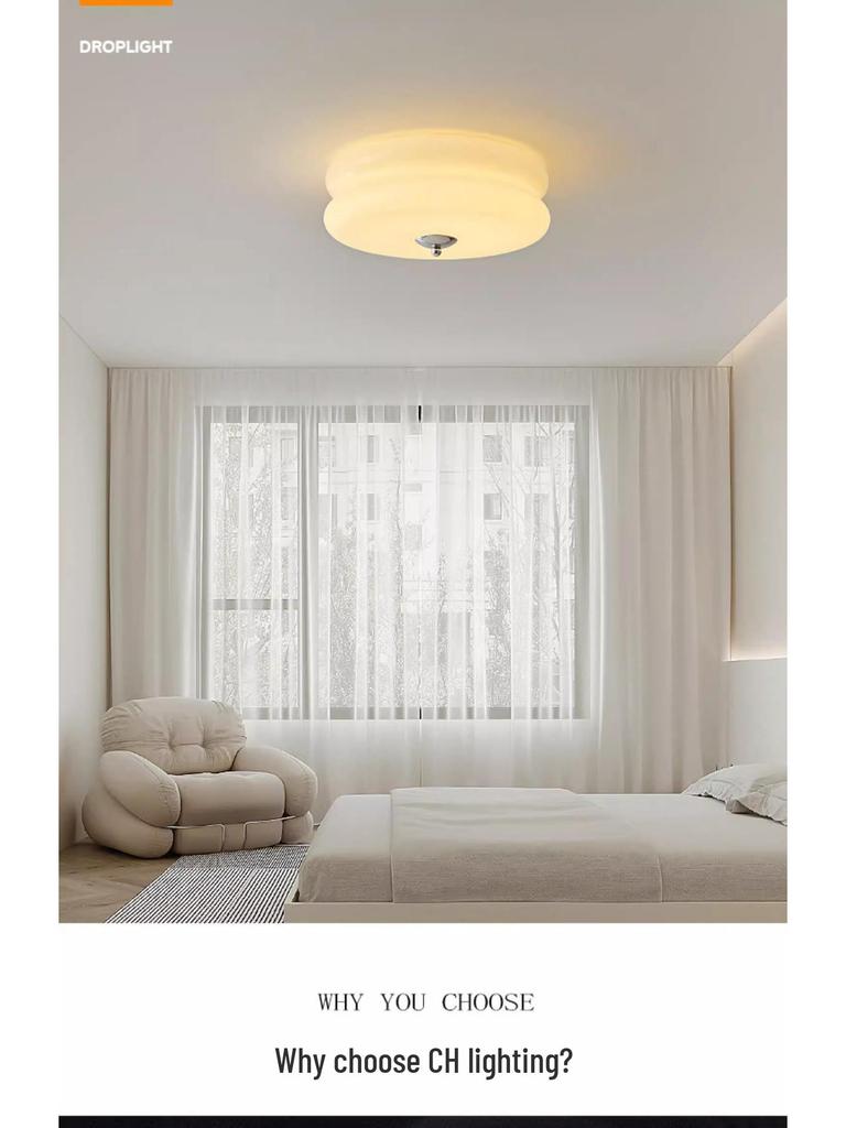 Винтажный потолочный светильник Баухаус из французского кремового стекла для спальни или балкона