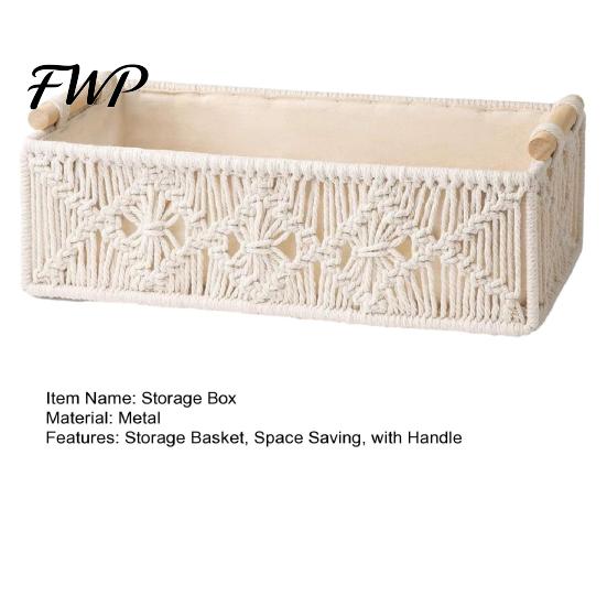 Durable Storage Box with Wooden Handles Large Capacity Basket Divided Organizer Woven Design Countertop for Cosmetics And Sundries Multi-functional