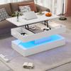 Modern Coffee Table with LED Lighting and Hidden Storage - Side Table with Hydraulic Lift, 100*50*42 cm, 50 kg Load Capacity