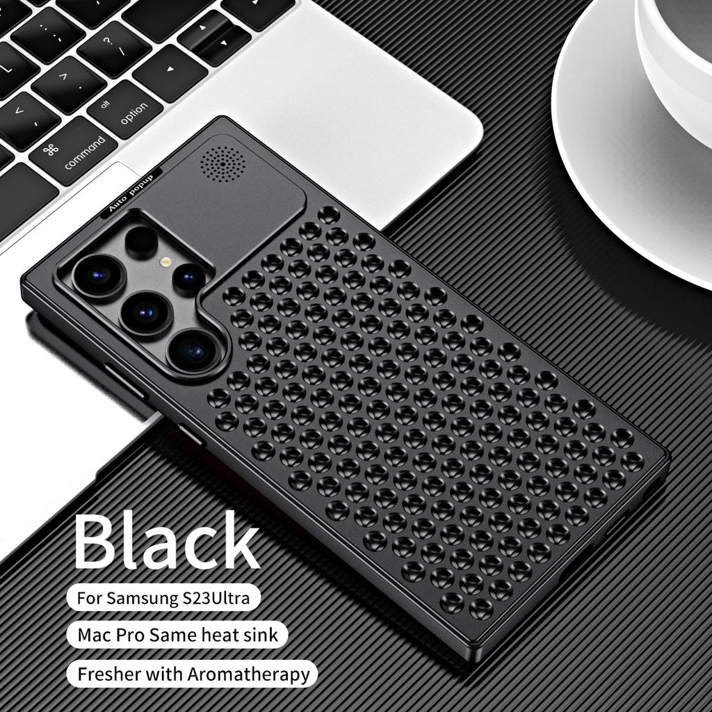 S24 Ultra Aromatherapy Aluminum Metal Magnetic Case For Samsung Galaxy S22 S23 Ultra Heat Dissipation Shockproof Armor Cover