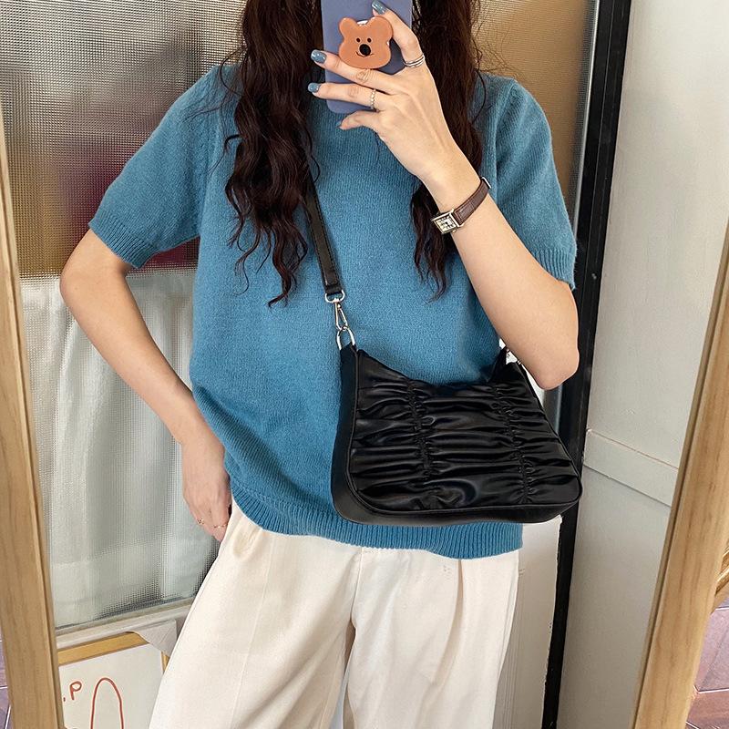 Ретро плиссированная сумка подмышку женская весенне-летняя новая универсальная нишевая текстурная сумка через плечо