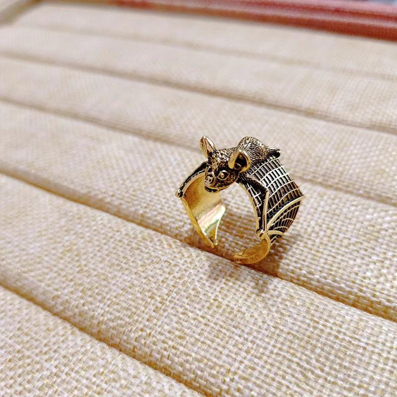 Кольцо-летучая мышь унисекс, винтажное регулируемое кольцо-летучая мышь, новое кольцо-летучая мышь, подарок на Хэллоуин в стиле ретро, мода